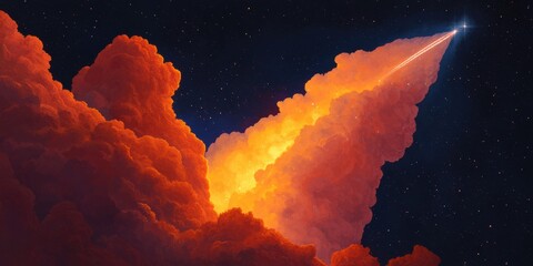 Poster - Exploring a molecular cloud a cosmic event in space artistic illustration celestial environment dramatic perspective