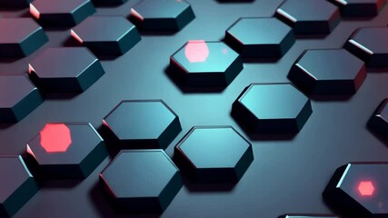 Poster - A close up of a black hexagon with red on it. The hexagon is surrounded by other hexagons