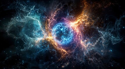 Aufkleber - Cosmic interconnectedness of planetary formation space digital art nebulae abstract universe
