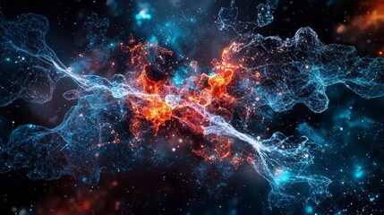 Poster - Cosmic map of human migration travelers gliding through the universe in awe-inspiring digital art