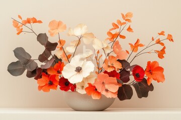Poster - Dried tropical flower centerpiece indoor decor minimalist neutral background artistic presentation