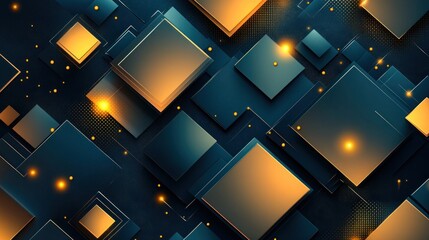Poster - Abstract Gold And Teal Square Design Background