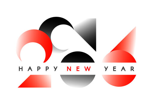 Happy New 2026 Year minimal text design isolated on white. Banner, poster, header and card template.