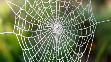 Poster - Dew covered spiderweb glistening in the morning light