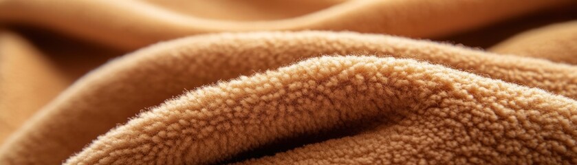 Poster - Close up of brown sherpa fleece material creating soft folds