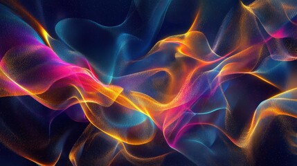 Poster - A vibrant abstract background of flowing golden lines and glowing particles, emanating elegance and motion.