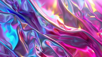 Wall Mural - abstract trendy holographic background. hologram gradient background with metalic waves.