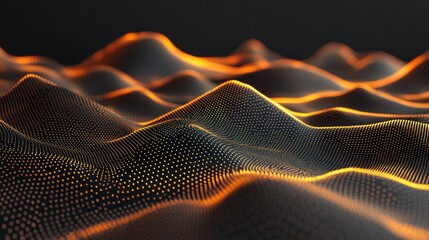 Poster - Abstract Orange And Black Data Wave Landscape