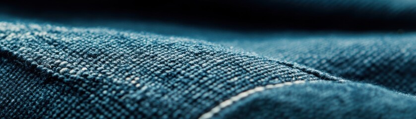Poster - Detailed Close Up Of Blue Denim Fabric Texture