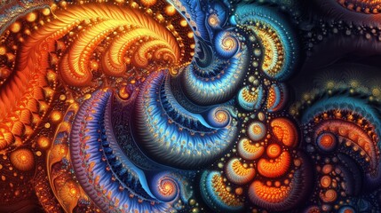 Poster - a vibrant tech-inspired fractal design with intricate glowing details.