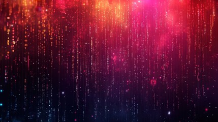 Poster - A vibrant technology background featuring a glowing binary code rain effect