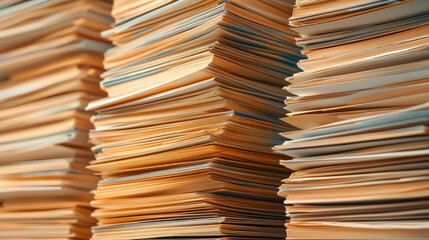 Poster - A close-up view of stacked papers, showcasing their texture and layered arrangement, emphasizing organization or documentation.A close-up of medical records in a file cabinet, focusing on the various 