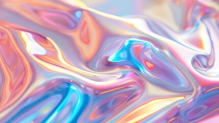 Wall Mural - abstract trendy holographic background. hologram gradient background with metalic waves.
