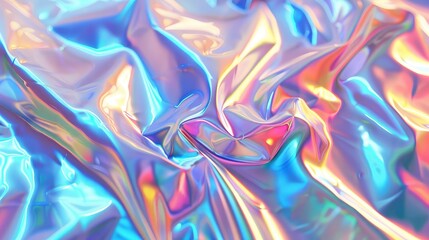 Wall Mural - abstract trendy holographic background. hologram gradient background with metalic waves.