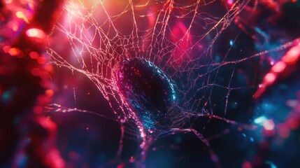 Poster - Glowing Orb Entangled in a Neon Web