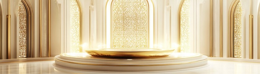 Aufkleber - Elegant Gold And White Circular Display Platform