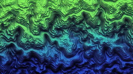 Aufkleber - Abstract Green Blue Wavy Terrain Landscape Design