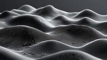 Poster - Grey wavy topographic map. Lines create 3D depth for backgrounds, graphic design art
