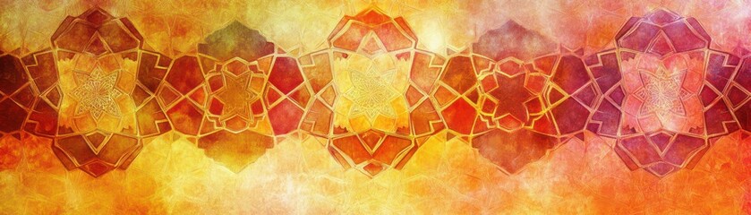 Aufkleber - Abstract geometric pattern with warm color tones and grunge texture