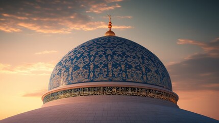 Poster - Ornate Mosque Dome Underneath a Sunset Sky