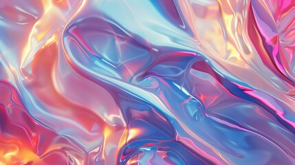 Wall Mural - abstract trendy holographic background. hologram gradient background with metalic waves.