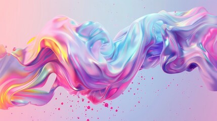 Wall Mural - abstract trendy holographic background. hologram gradient background with metalic waves.