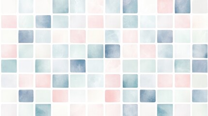 Aufkleber - Watercolor Pastel Square Tile Pattern Design