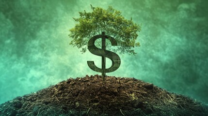 Poster - business growth, with a financial diagram that links investment, dollar symbols, and strategic decisions that lead to increased profits