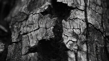 Aufkleber - Deep monochrome close up of tree bark with fissures