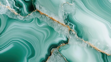 Aufkleber - Abstract Green Marble Texture with Gold Veins
