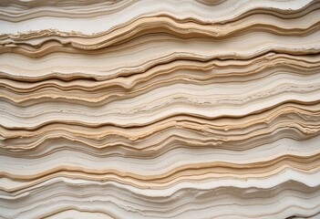 Poster - Earth's Beauty Unveiled. Natural Stone Layers, a Symphony of Beige and White. Tranquil Waves of Geology. Textured Material, an Organic Formation. Subtle Depths and Movement. Nature's Artistry,