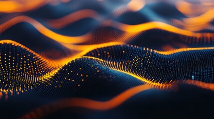 Poster - Abstract Wave Pattern of Glowing Points and Lines