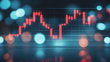 Poster - Stock market chart displays fluctuating prices with vibrant colors highlighting trading activity in a digital environment