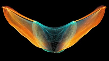 Poster - Abstract orange and teal flowing mesh design