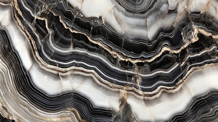 Poster - Abstract Black And White Swirled Onyx Stone Texture