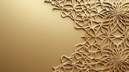 Poster - Golden Intricate Floral Design on Beige Background