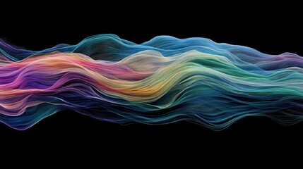 Poster - Abstract Colorful Waves Flowing Across Black Background