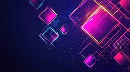 Poster - Abstract Neon Geometric Shapes Design Background