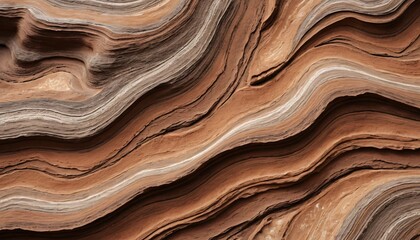 Aufkleber - Rock Layers Beauty. Geological Formation Close-Up. Undulating Lines in Stone. Earth Tones Abound. Nature's Wave Pattern is a Stunning Textured Landscape. Rich Browns, Subtle Grays Add Depth.