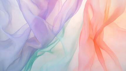 Poster - Pastel Sheer Fabric Draped in Soft Waves