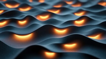 Aufkleber - Illuminated Waves Abstract Dark Surface Design