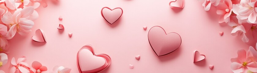 Poster - Pink Hearts and Flowers Romantic Valentine Design