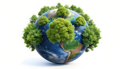 Wall Mural - Green Planet on White Background