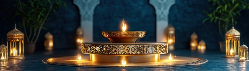 Aufkleber - Lit candles and decorative lanterns create a serene ambiance