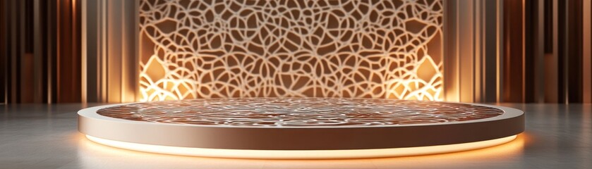 Poster - Illuminated Circular Platform with Intricate Wall Design
