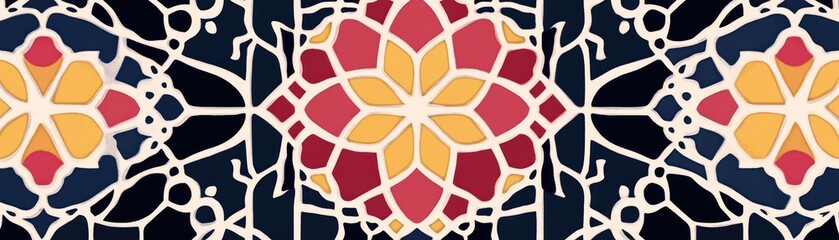 Poster - Abstract Floral Design with Geometric Patterns and Vivid Colors