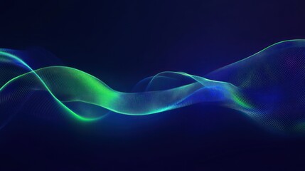 Poster - Abstract Green Blue Digital Wave Pattern