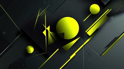 Poster - Abstract Geometric Design Featuring Yellow and Black Shapes