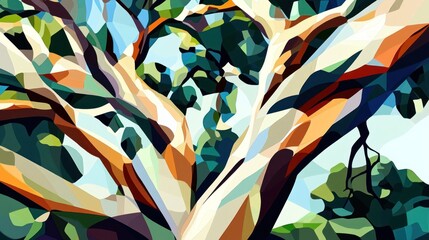 Poster - Abstract tree art with visible branches and foliage