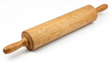 Wooden Rolling Pin on White Background